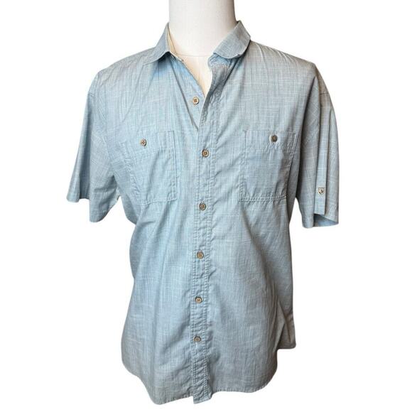 Kuhl Karib 2XL Work Wear Short Sleeve Shirt Style Button Front Blue - Picture 1 of 7